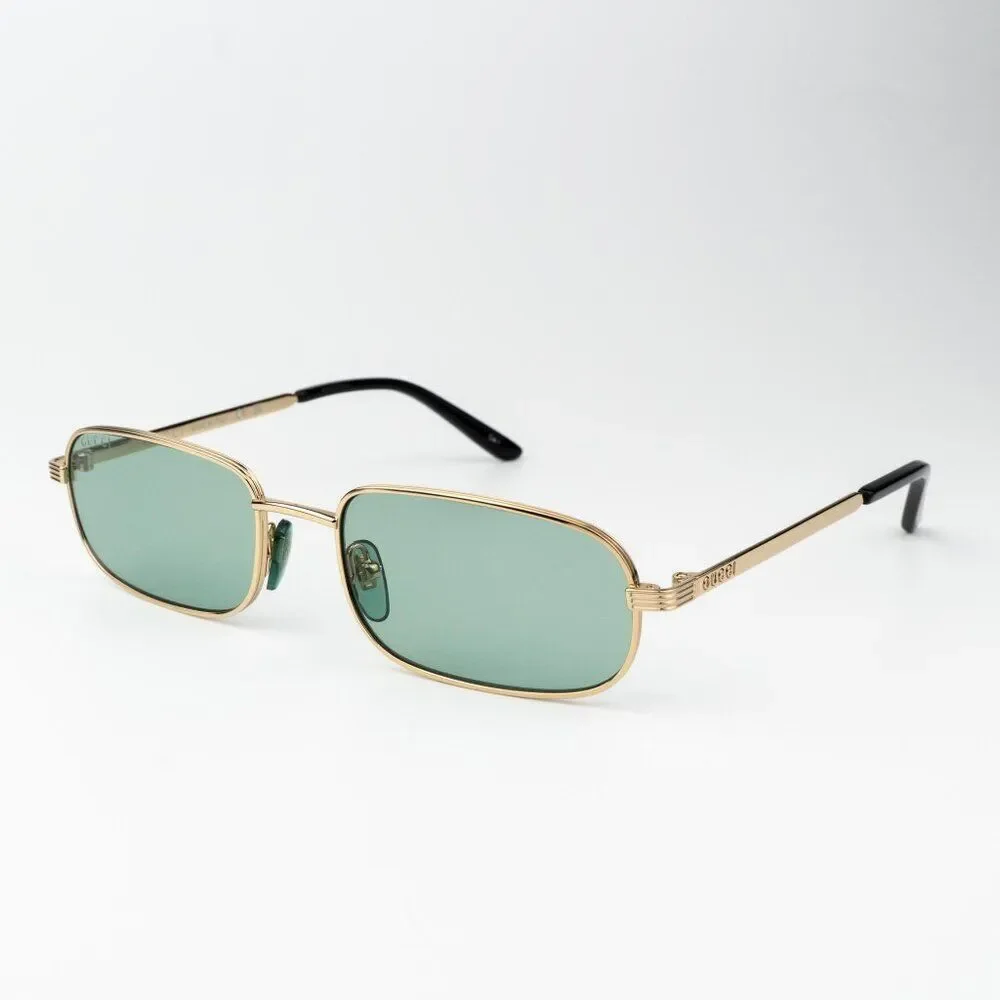 Gucci Women Sunglasses Gold Green Rectangle GG1457S 005 BRAND NEW